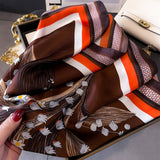 Satin Scarf - Brown/Orange Floral - Elle Maxine
