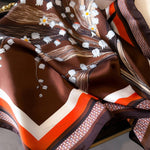 Satin Scarf - Brown/Orange Floral - Elle Maxine