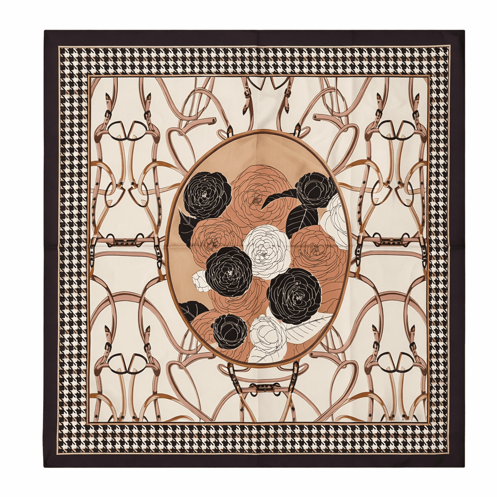 Satin Scarf - Herringbone Roses - Elle Maxine