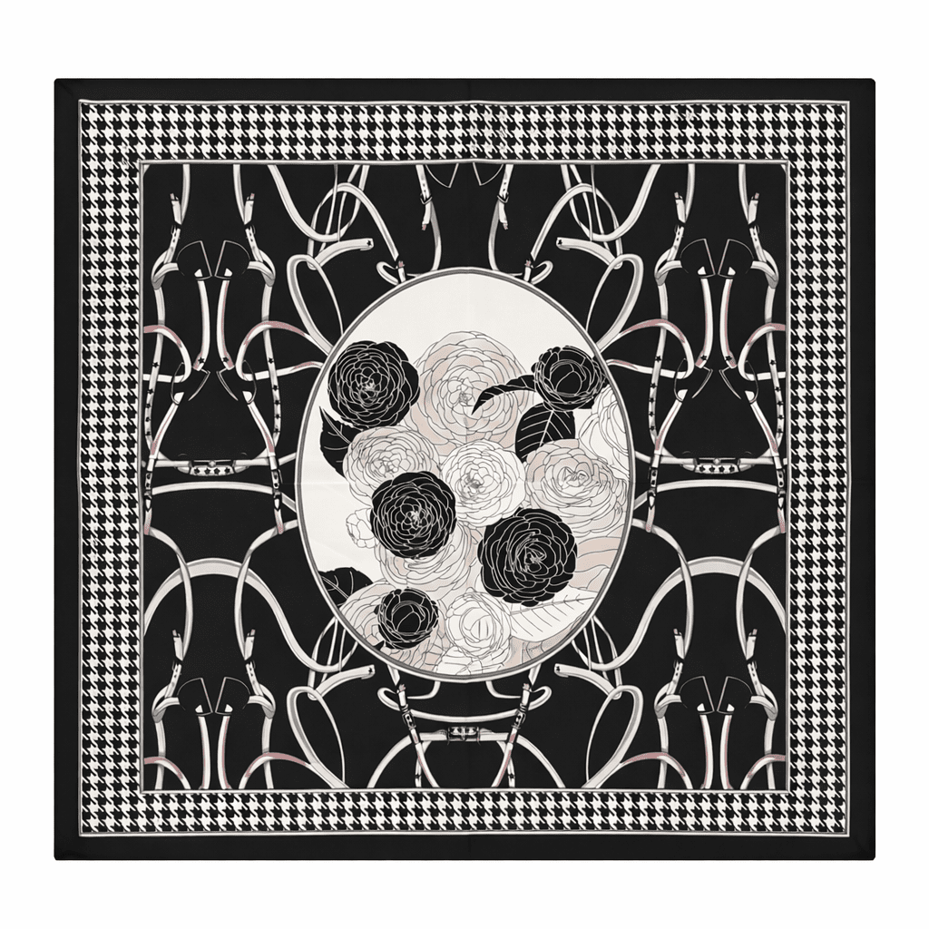 Satin Scarf - Herringbone Roses - Elle Maxine