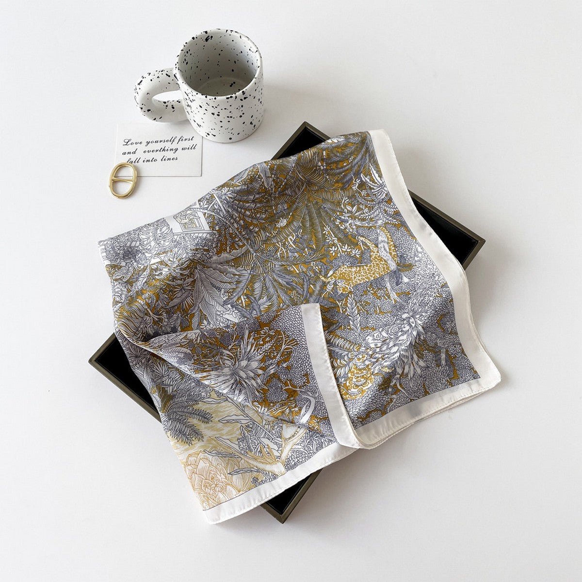 Satin Scarf - Letter Print - Elle Maxine