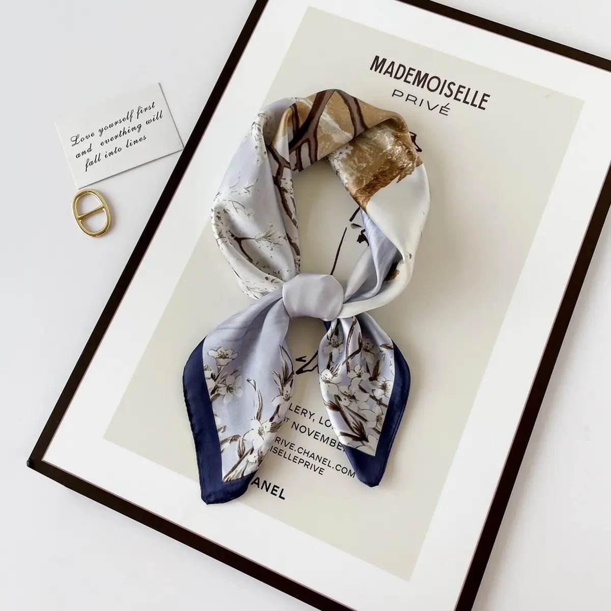 Satin Scarf - Letter Print - Elle Maxine