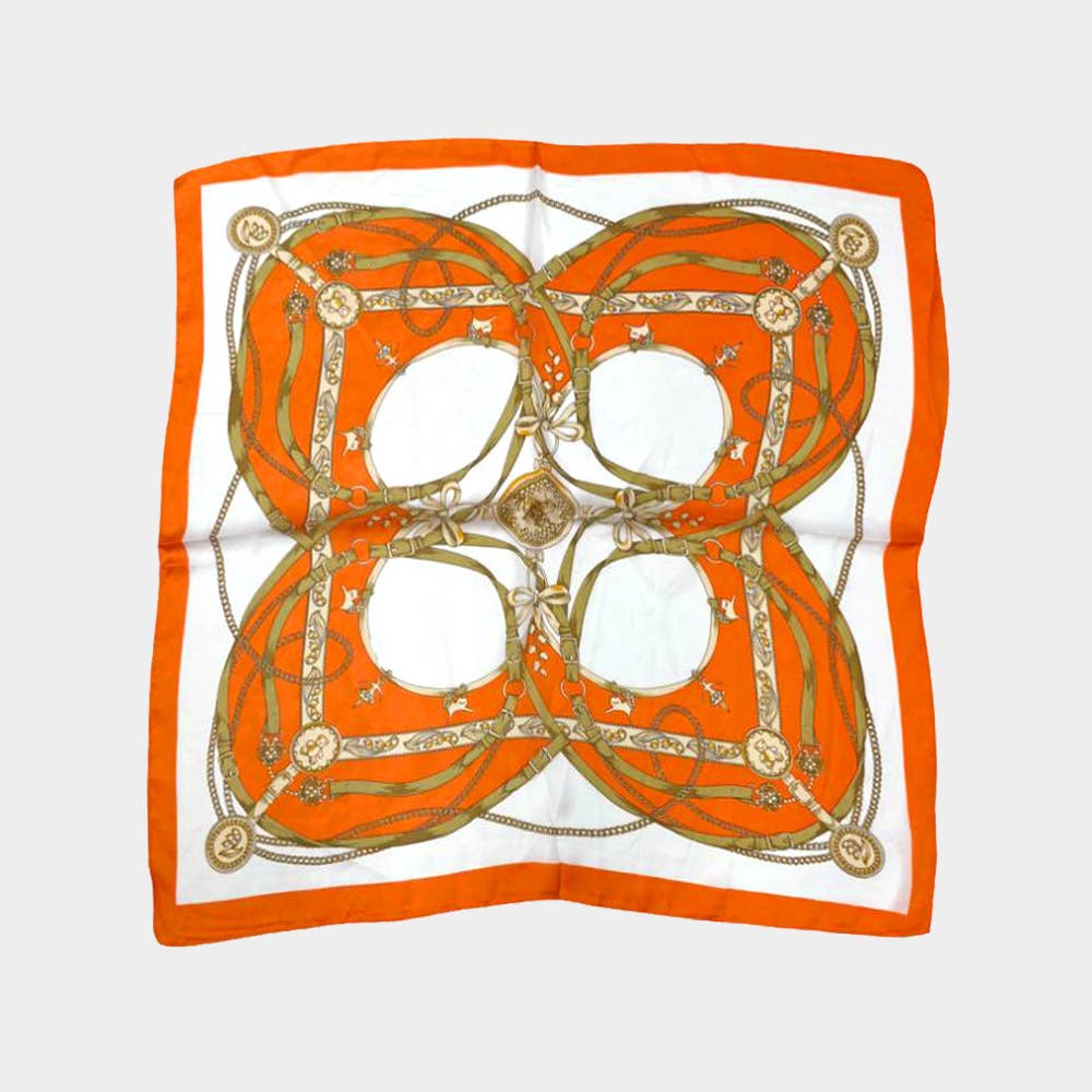 Satin Scarf- Orange Abstract Pattern