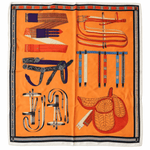Satin Scarf - Orange Saddle - Elle Maxine
