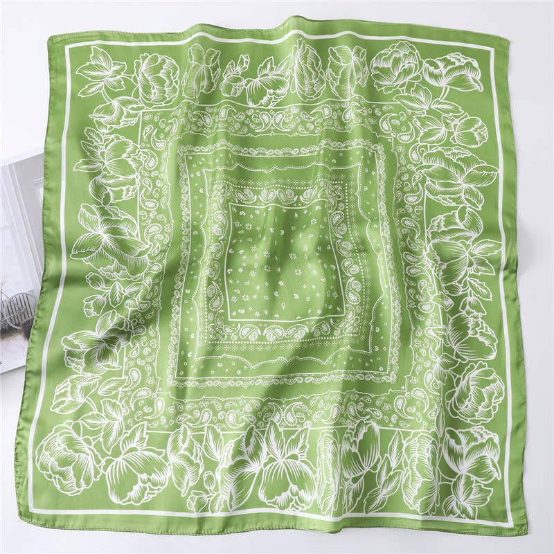 Satin Scarf - Paisley Lace Print - Elle Maxine