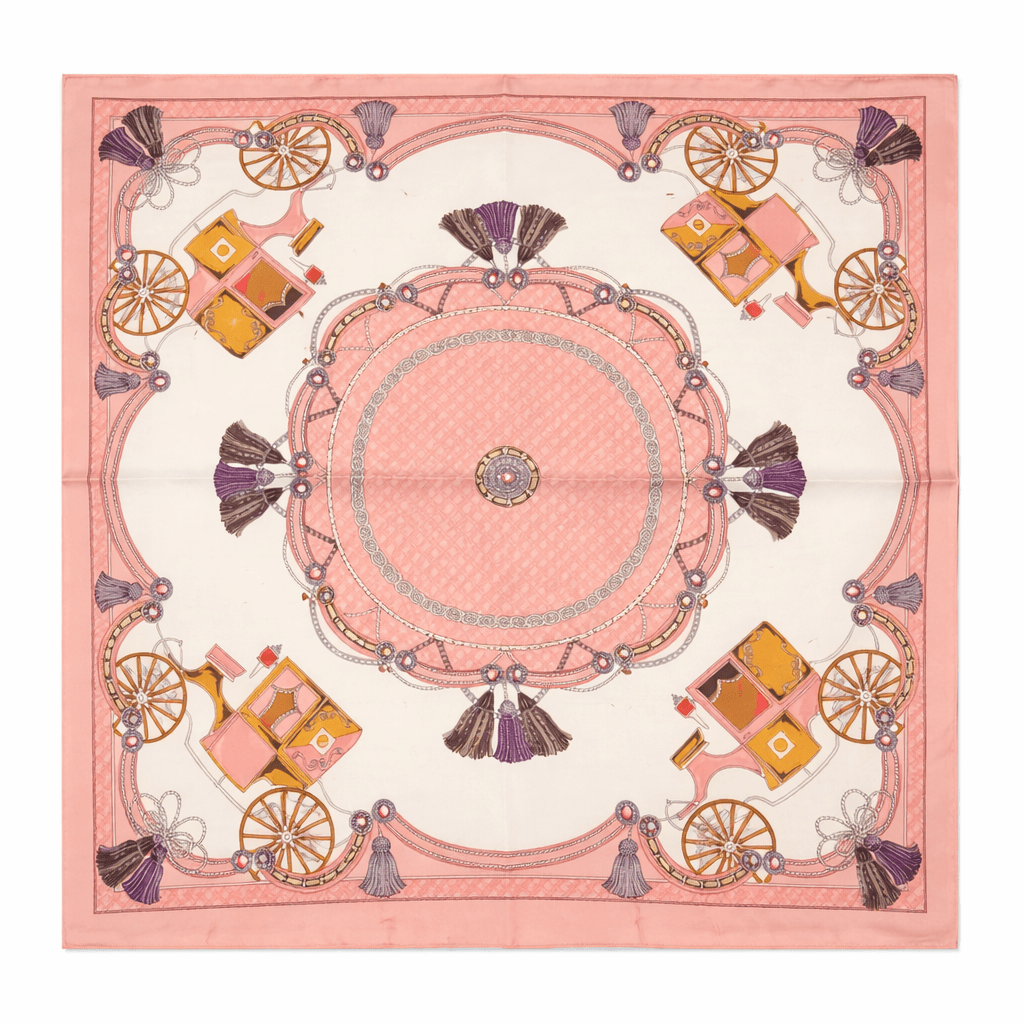 Satin Scarf - Pink Carriages - Elle Maxine