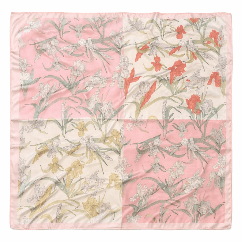 Satin Scarf - Pink/Yellow Iris - Elle Maxine