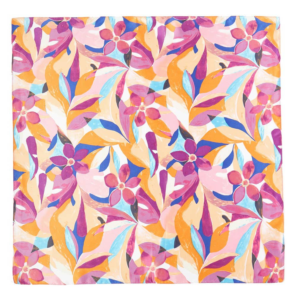 Satin Scarf- Purple Tropical Bloom