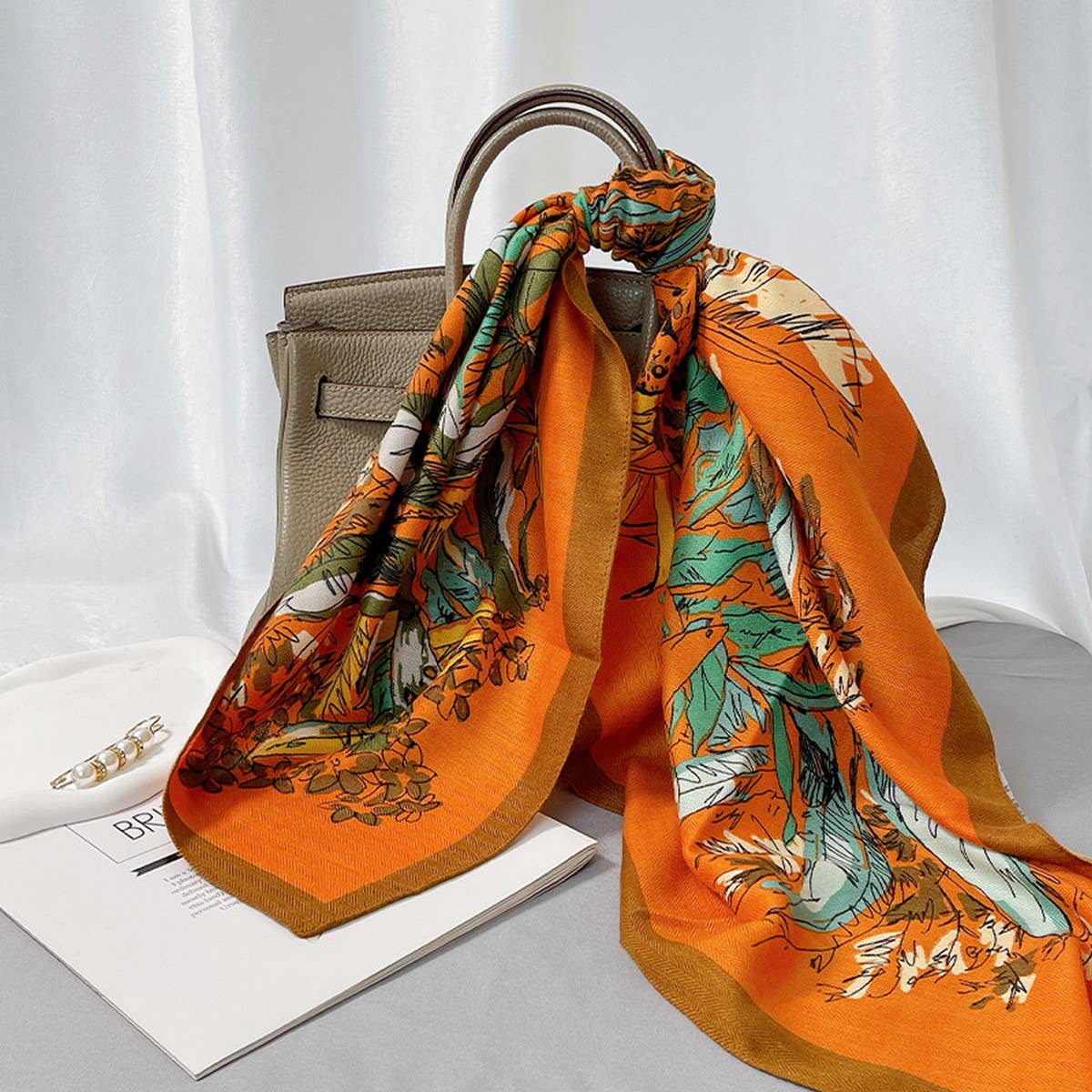 Satin Scarf - Velvet Orange - Elle Maxine