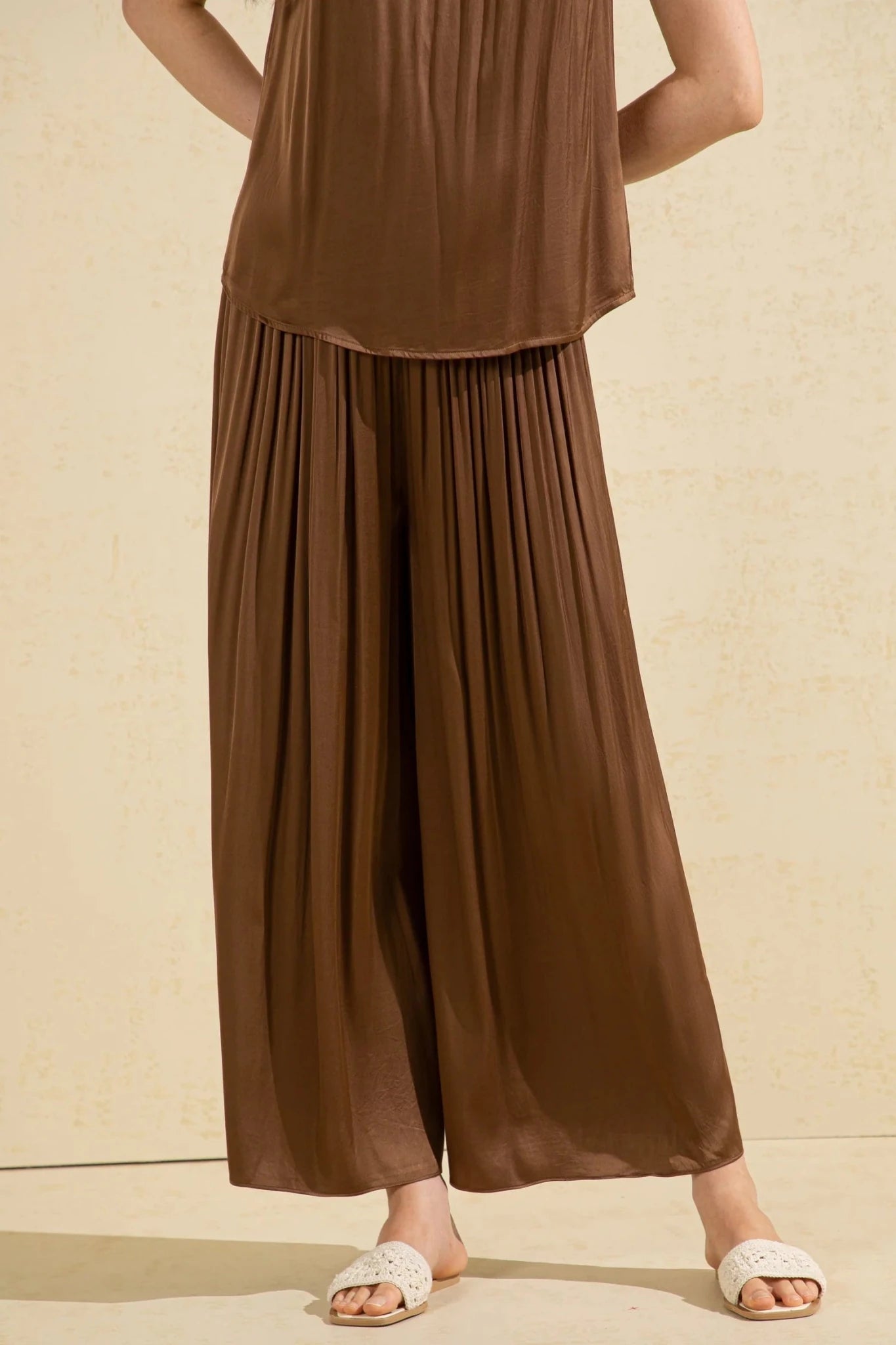 Saylor Viscose Pants - Brown - Elle Maxine
