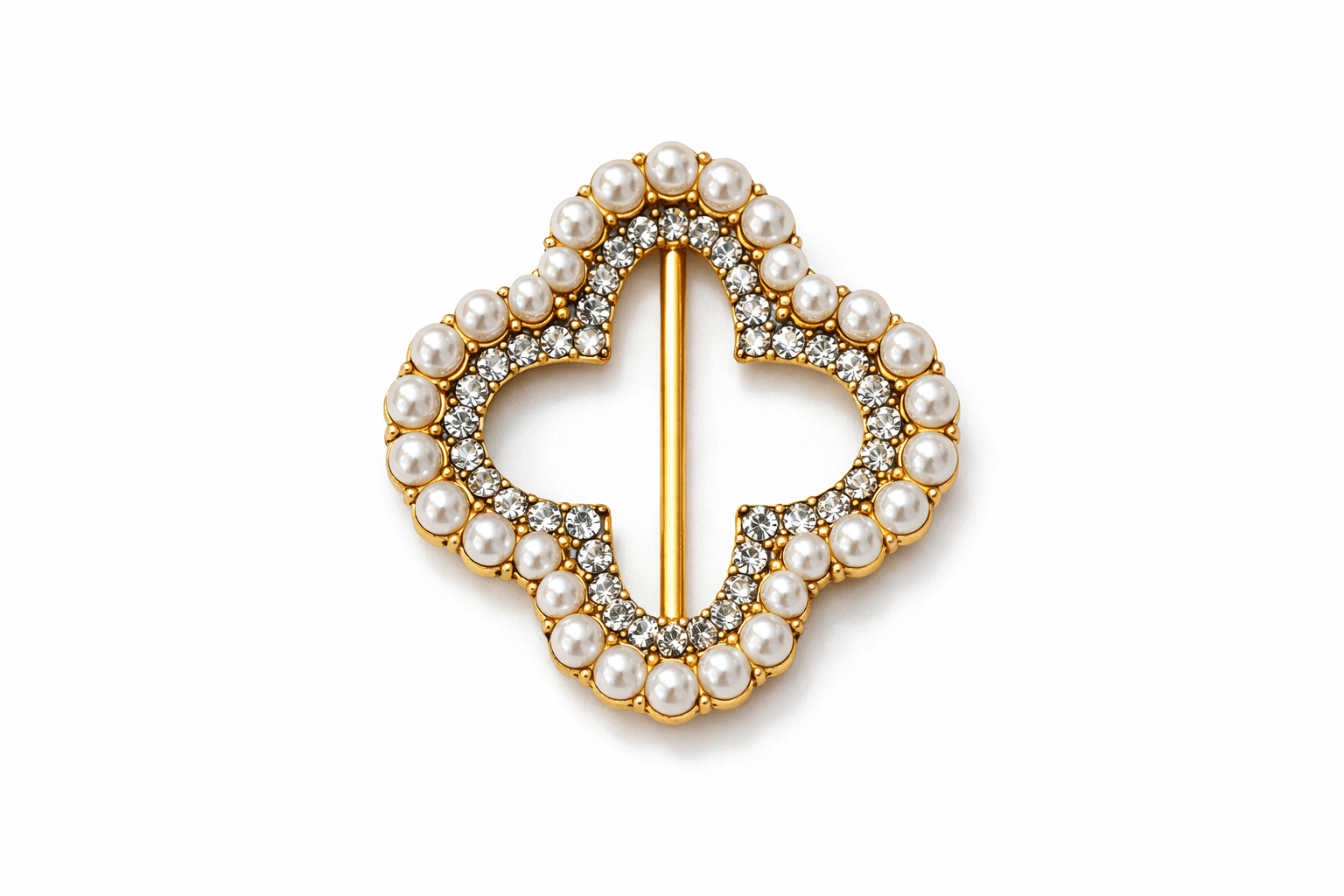 Scarf Slide - Pearl/Rhinestone Quatrefoil - Elle Maxine