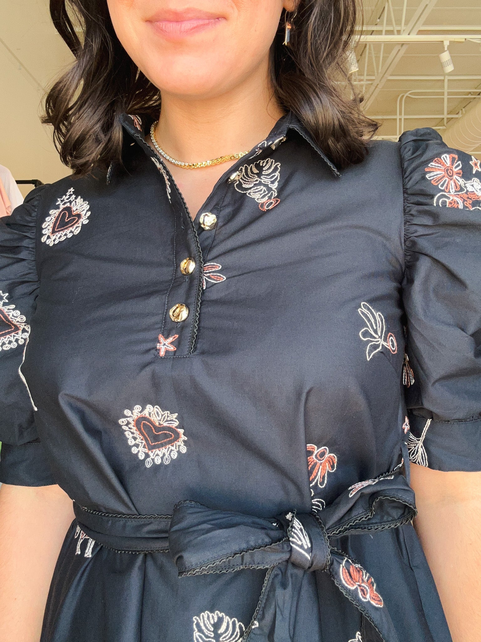 Scarlette Embroidered Puff Sleeve Dress - Elle Maxine