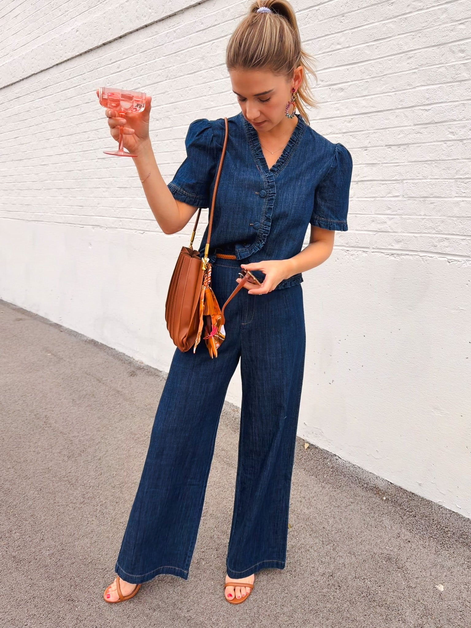 Selena Denim Tie - Waist Pants - Elle Maxine