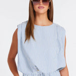 Serafina Stripe Bubble Top - Blue Stripe - Elle Maxine