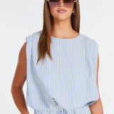 Serafina Stripe Bubble Top - Blue Stripe - Elle Maxine