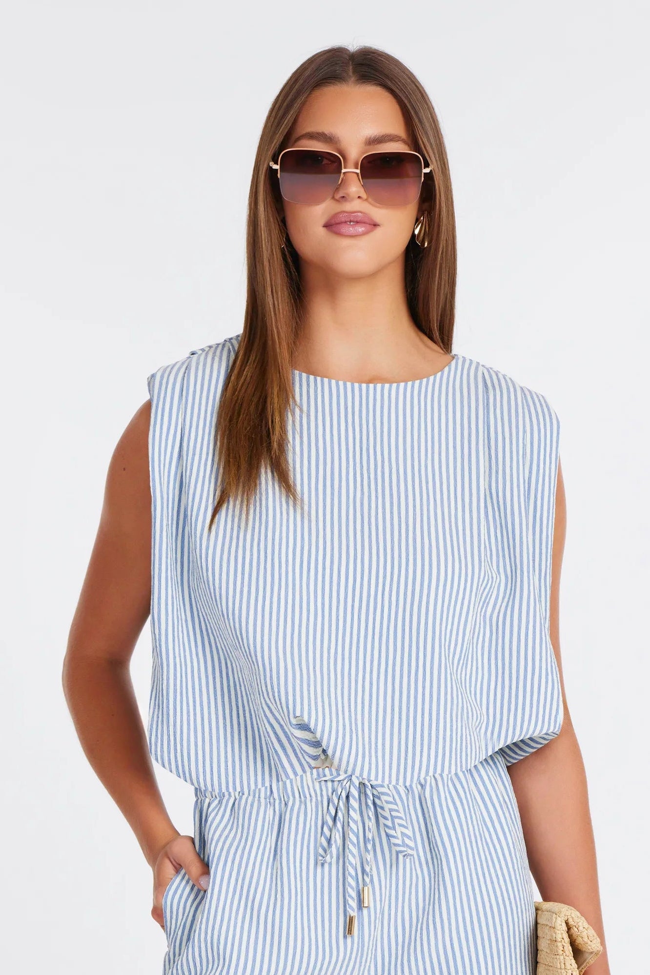Serafina Stripe Bubble Top - Blue Stripe - Elle Maxine