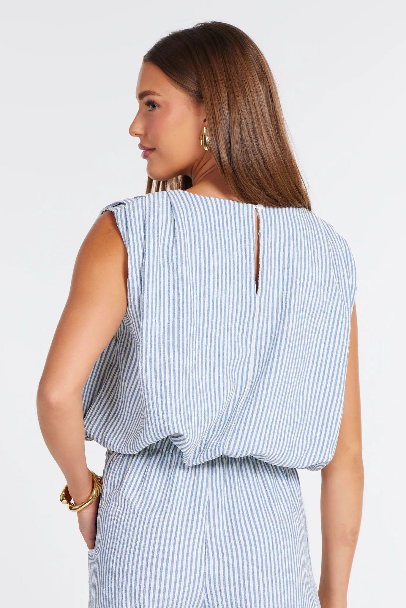 Serafina Stripe Bubble Top - Blue Stripe - Elle Maxine