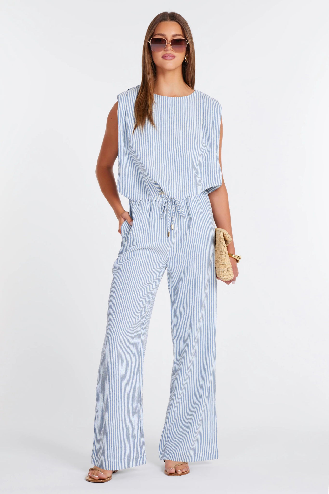 Serafina Stripe Pant - Blue - Elle Maxine