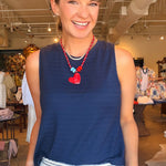 Shelly Smocked Tank - Navy - Elle Maxine