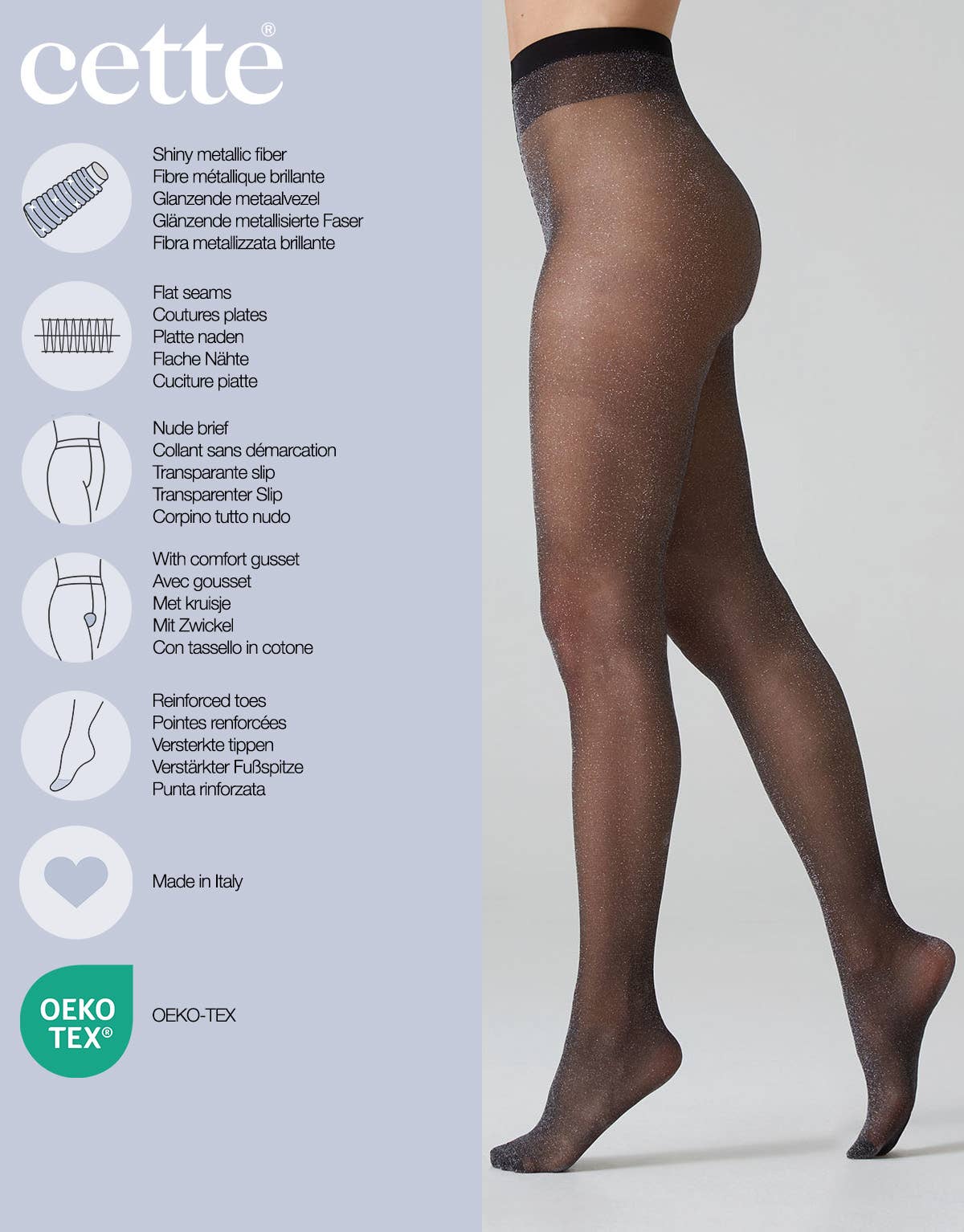 Shiny Lurex Tights - Silver - Elle Maxine