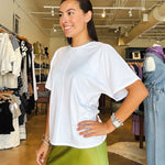 Shirred Waist Dolman Tee - White - Elle Maxine