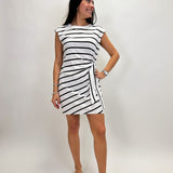 Side Tie T-Shirt Dress - Stripe - Elle Maxine