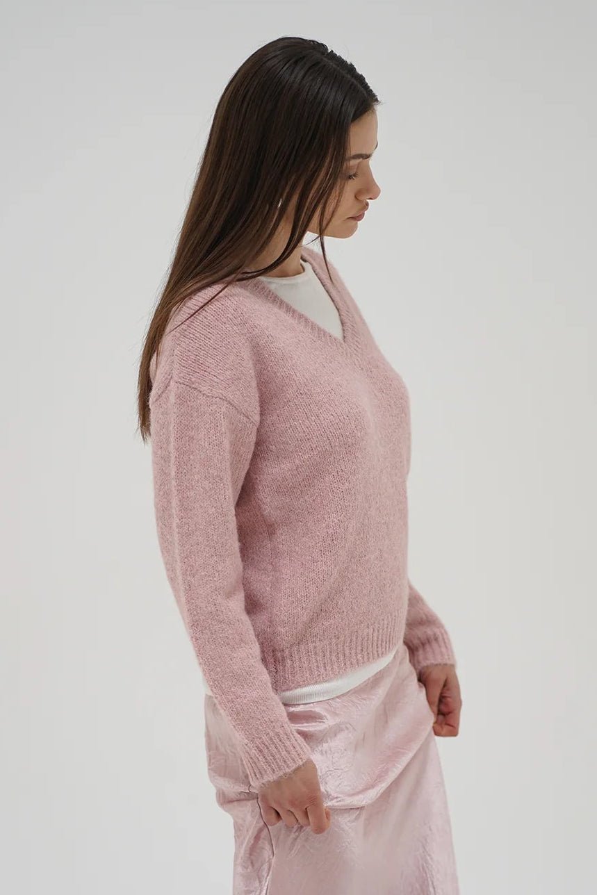Sienna Fuzzy Double Layer Sweater - Ballet Pink - Elle Maxine