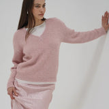 Sienna Fuzzy Double Layer Sweater - Ballet Pink - Elle Maxine