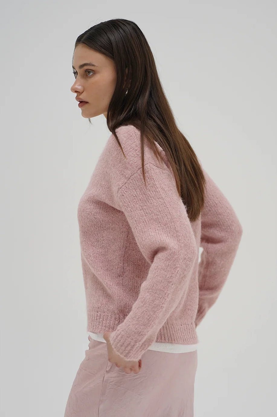 Sienna Fuzzy Double Layer Sweater - Ballet Pink - Elle Maxine