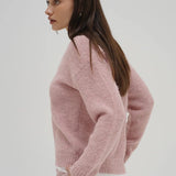 Sienna Fuzzy Double Layer Sweater - Ballet Pink - Elle Maxine