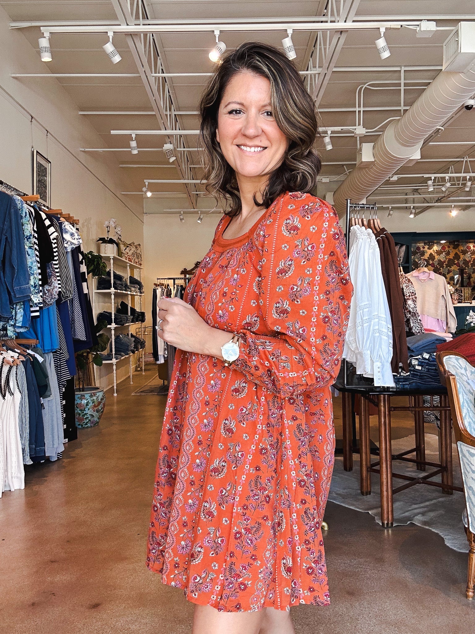 Siesta Square Neck Dress - Poppy - Elle Maxine