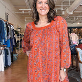 Siesta Square Neck Dress - Poppy - Elle Maxine