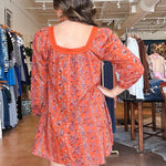 Siesta Square Neck Dress - Poppy - Elle Maxine