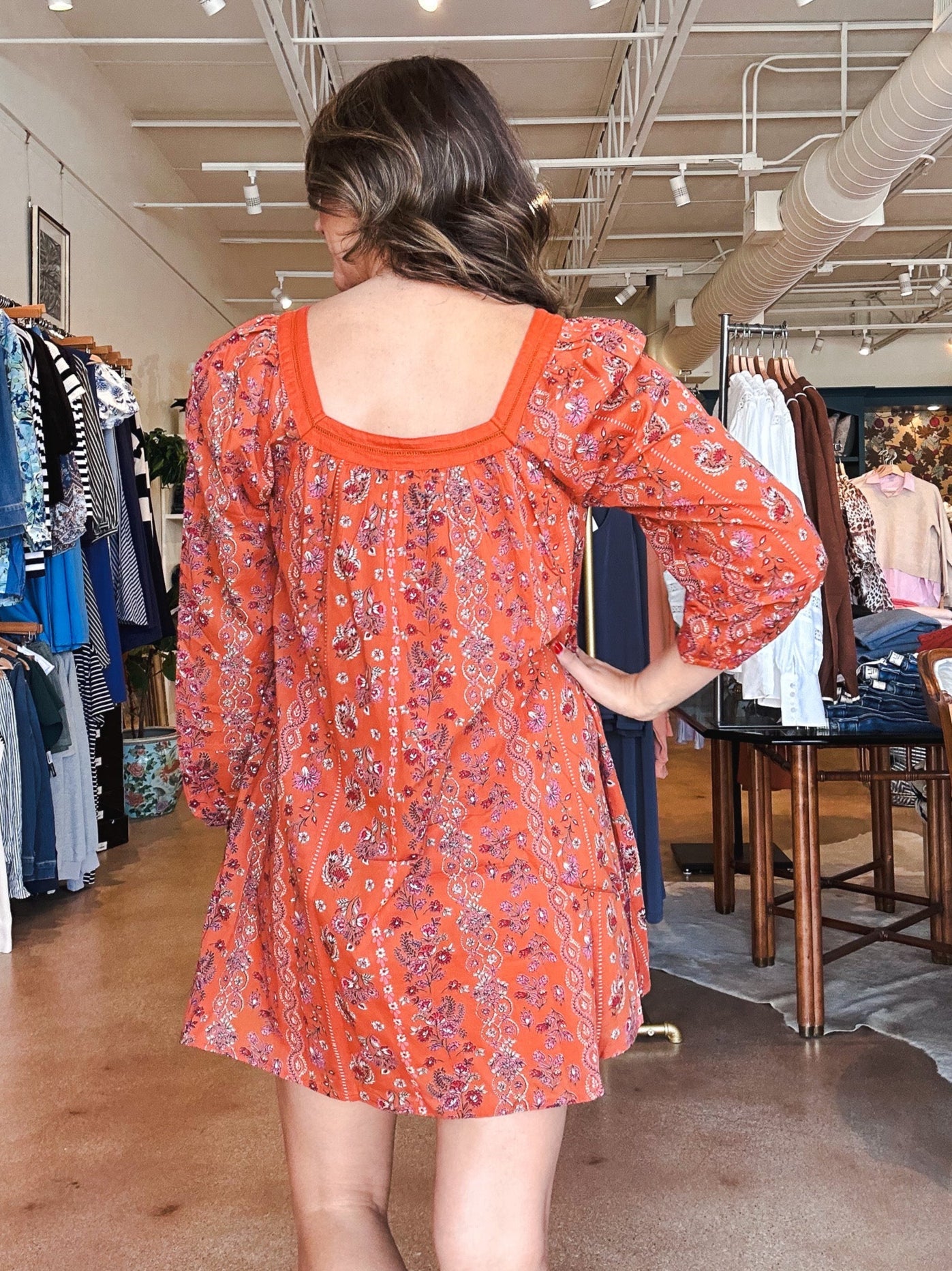 Siesta Square Neck Dress - Poppy - Elle Maxine