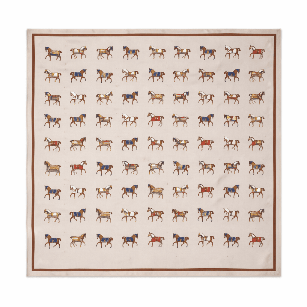 Silk Scarf - Grey Horse Pattern - Elle Maxine