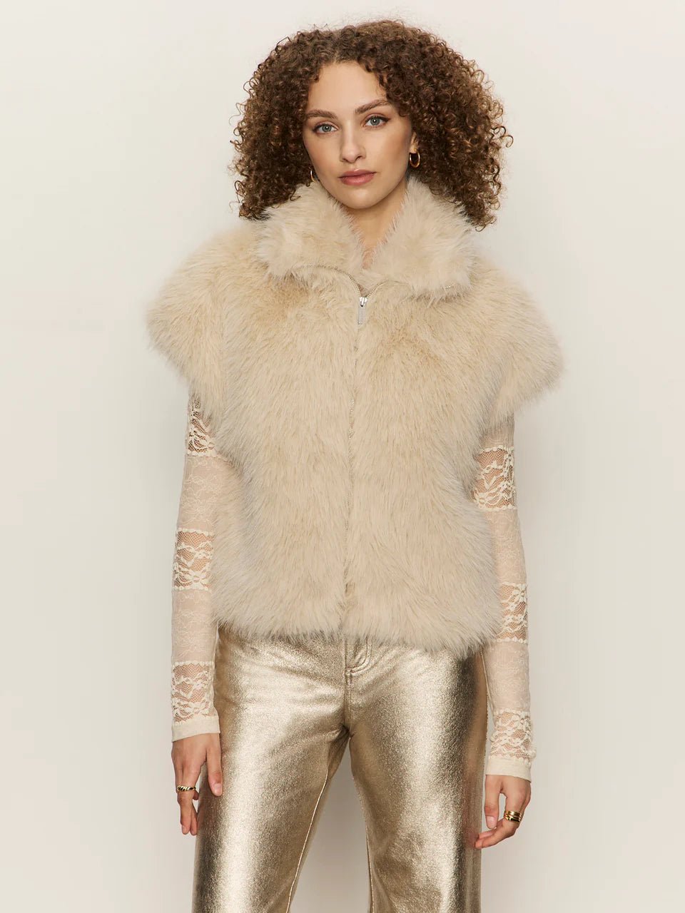 Silky Fur Vest - Almond - Elle Maxine
