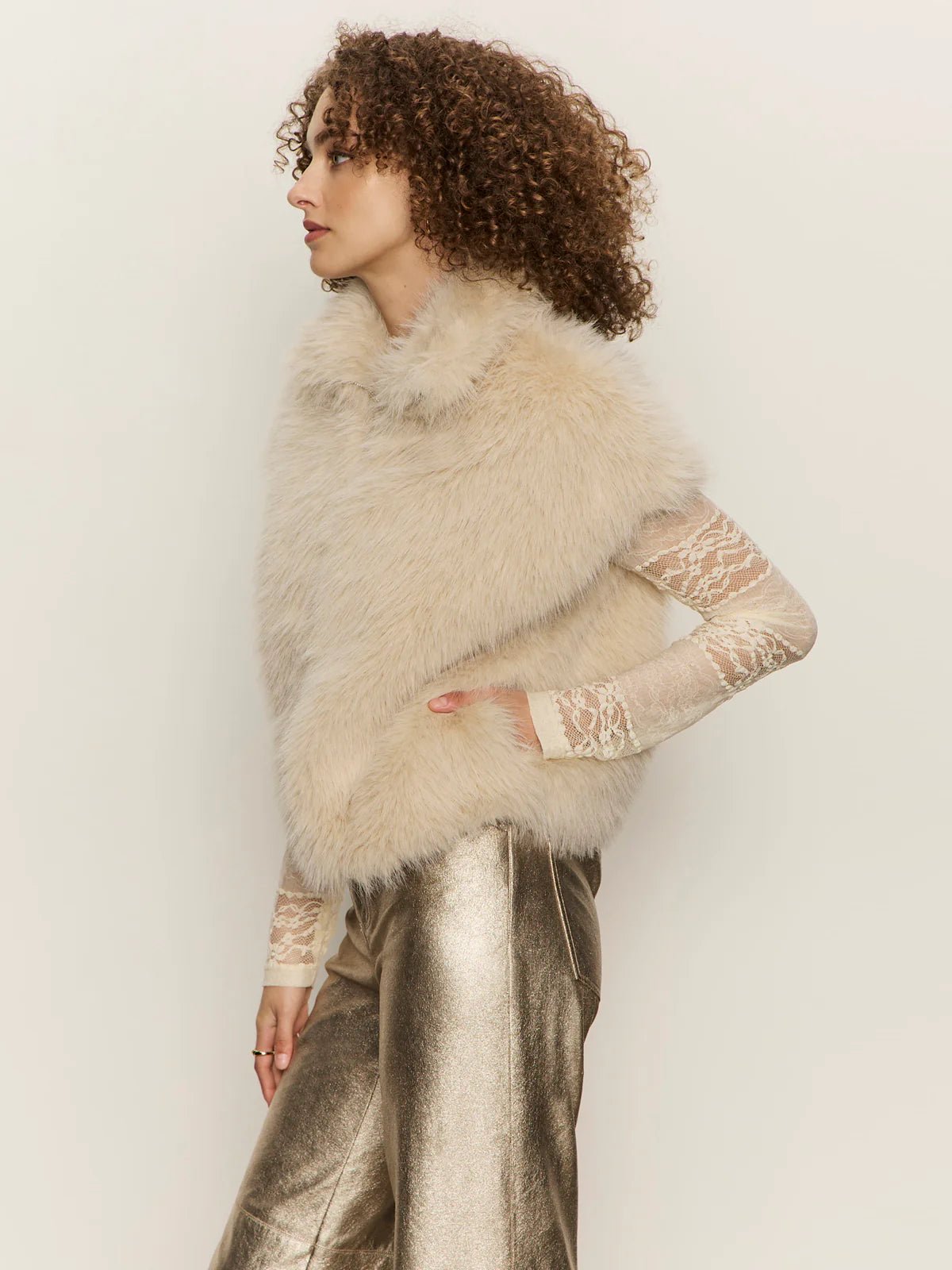 Silky Fur Vest - Almond - Elle Maxine