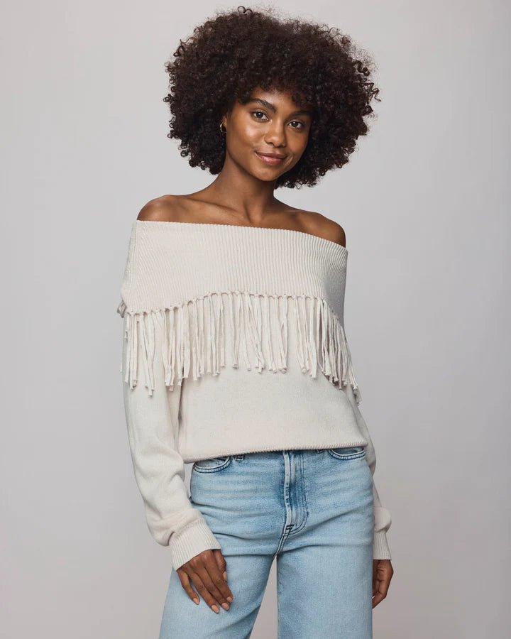 Simone Fringe Sweater - Oak - Elle Maxine