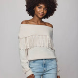Simone Fringe Sweater - Oak - Elle Maxine