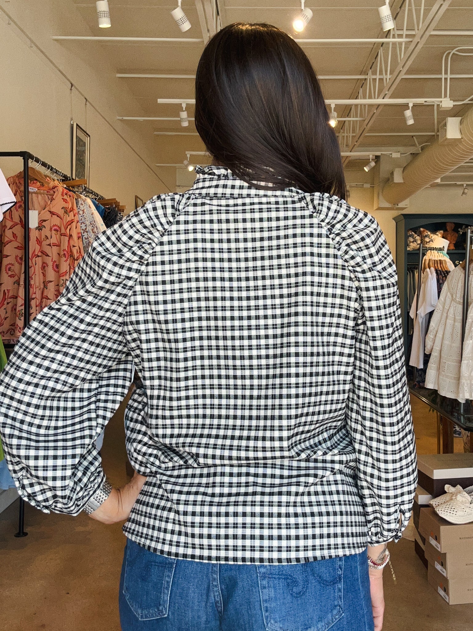 Sisley Long Sleeve Plaid Blouse - Elle Maxine