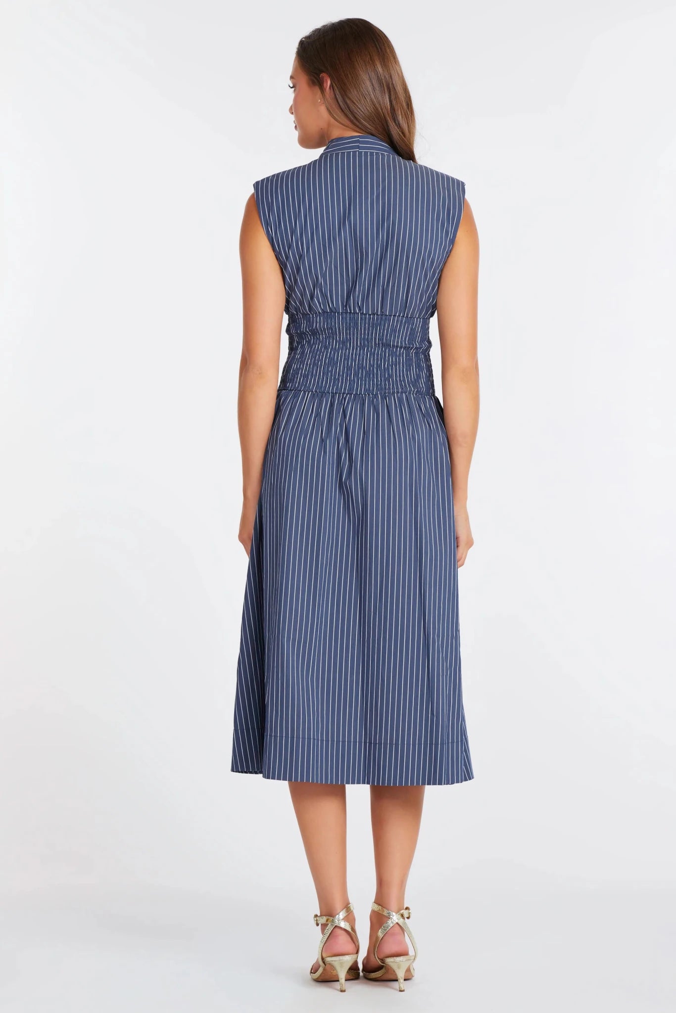 Skye Zip Front Dress - Indigo Stripe - Elle Maxine