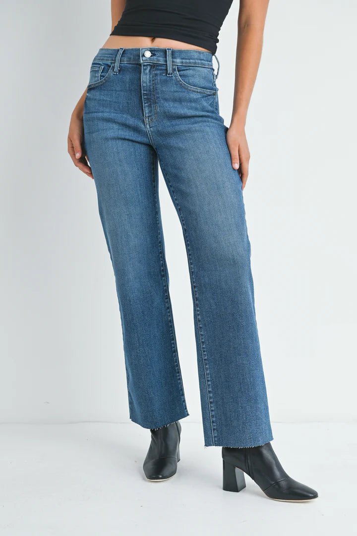 Slim Palazzo Scissor Cut Jeans - Dark Wash - Elle Maxine