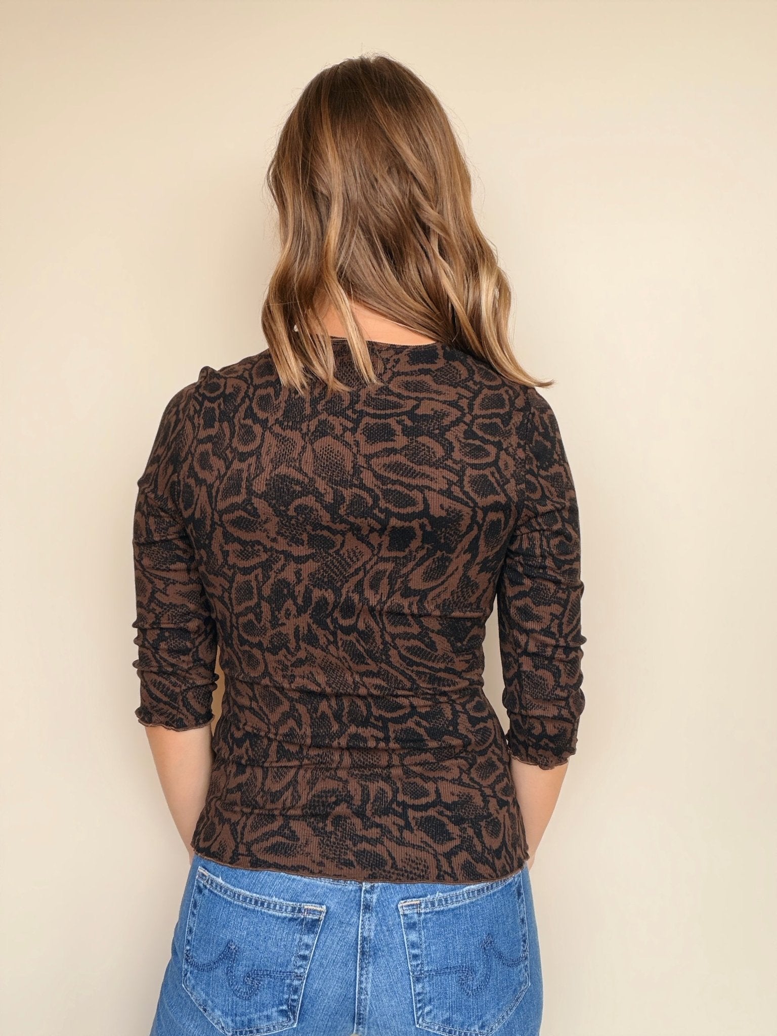 Snap Printed Rib Cardigan - Elle Maxine