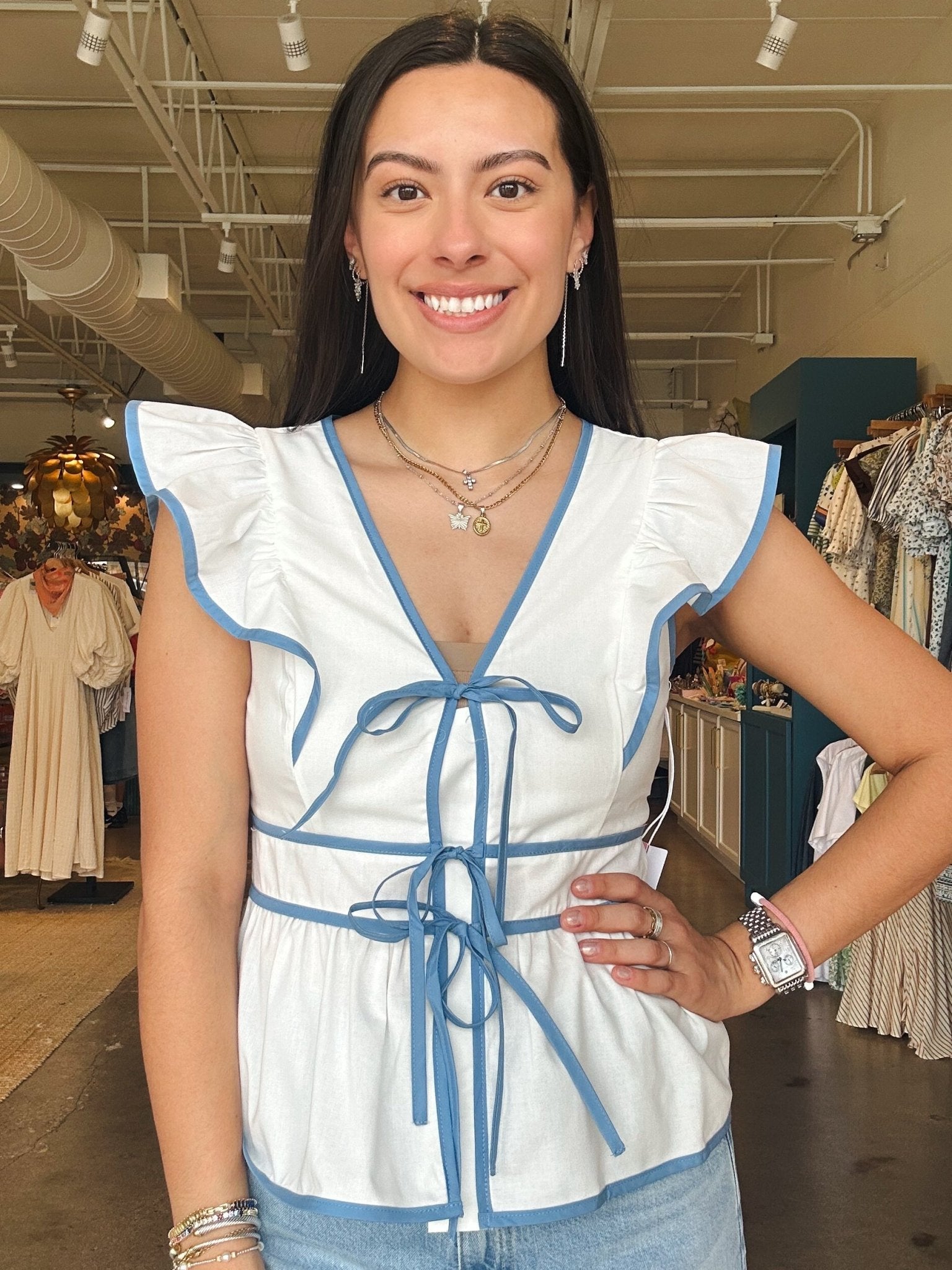 Spence Tie Front Top - Elle Maxine
