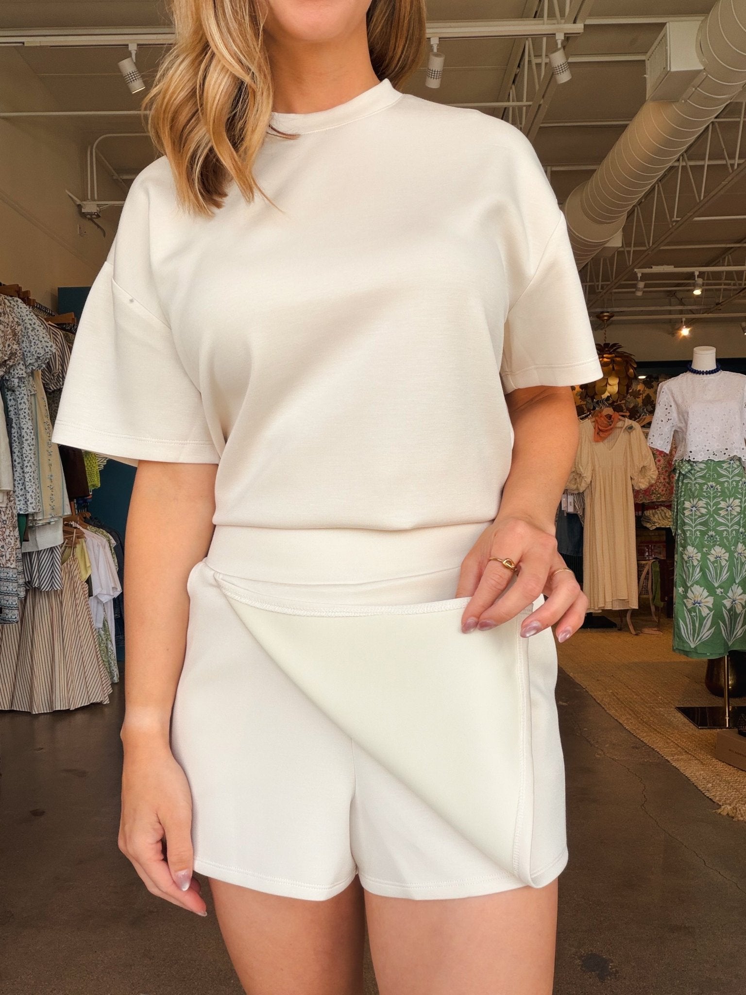 Starry Soft Knit Skort - White - Elle Maxine