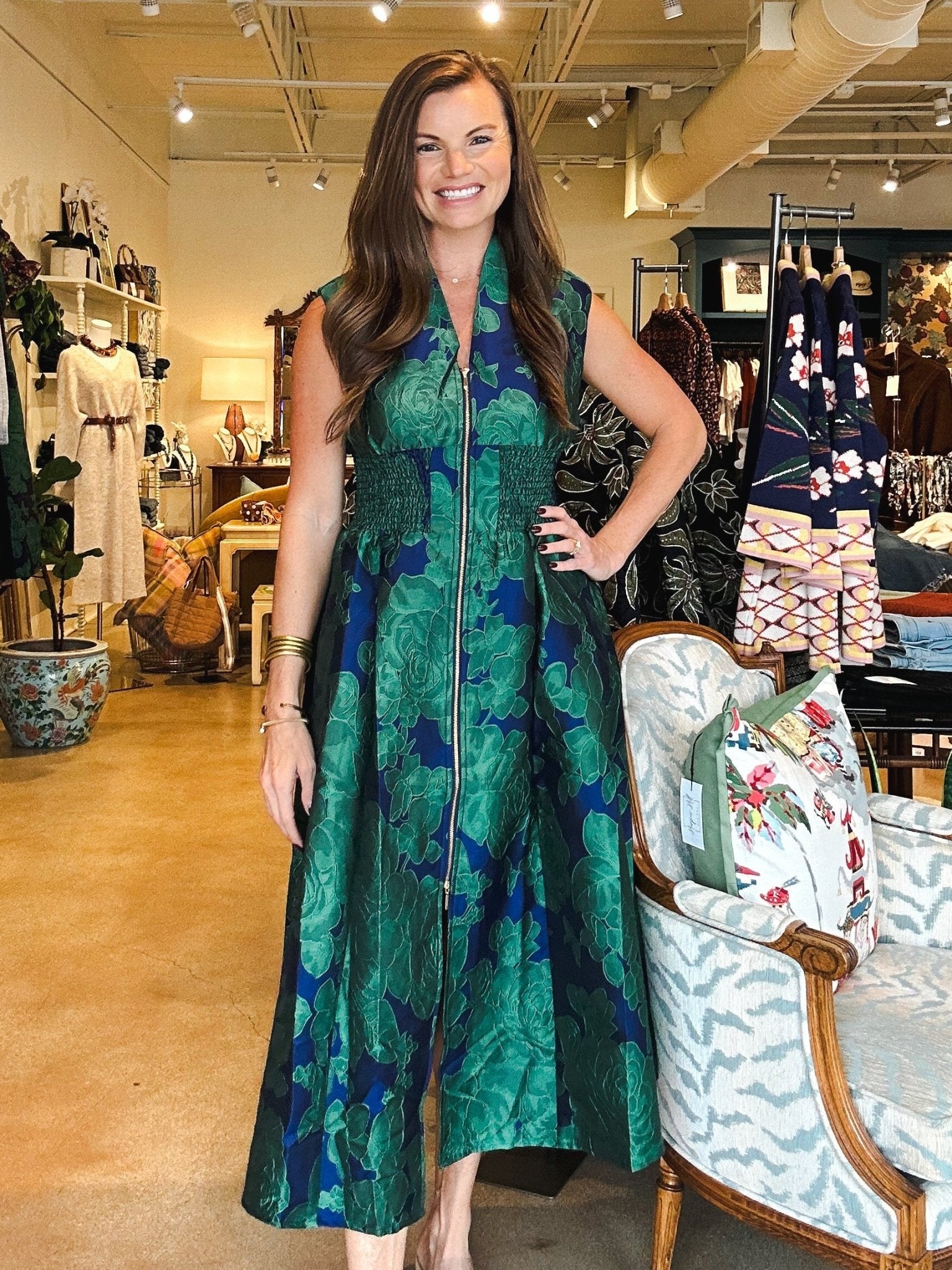 Stella Jacquard Front Zip Dress - Elle Maxine