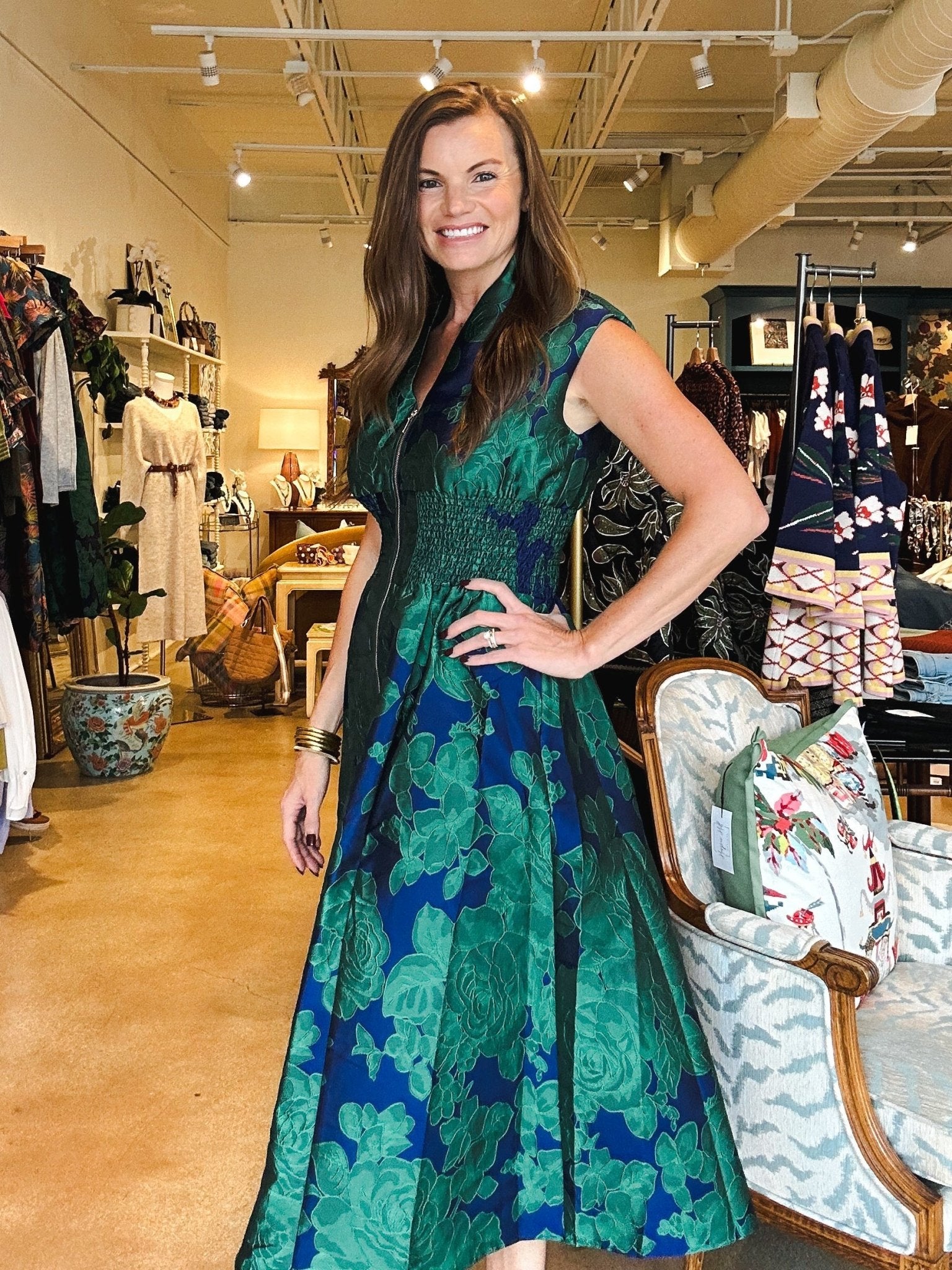 Stella Jacquard Front Zip Dress - Elle Maxine