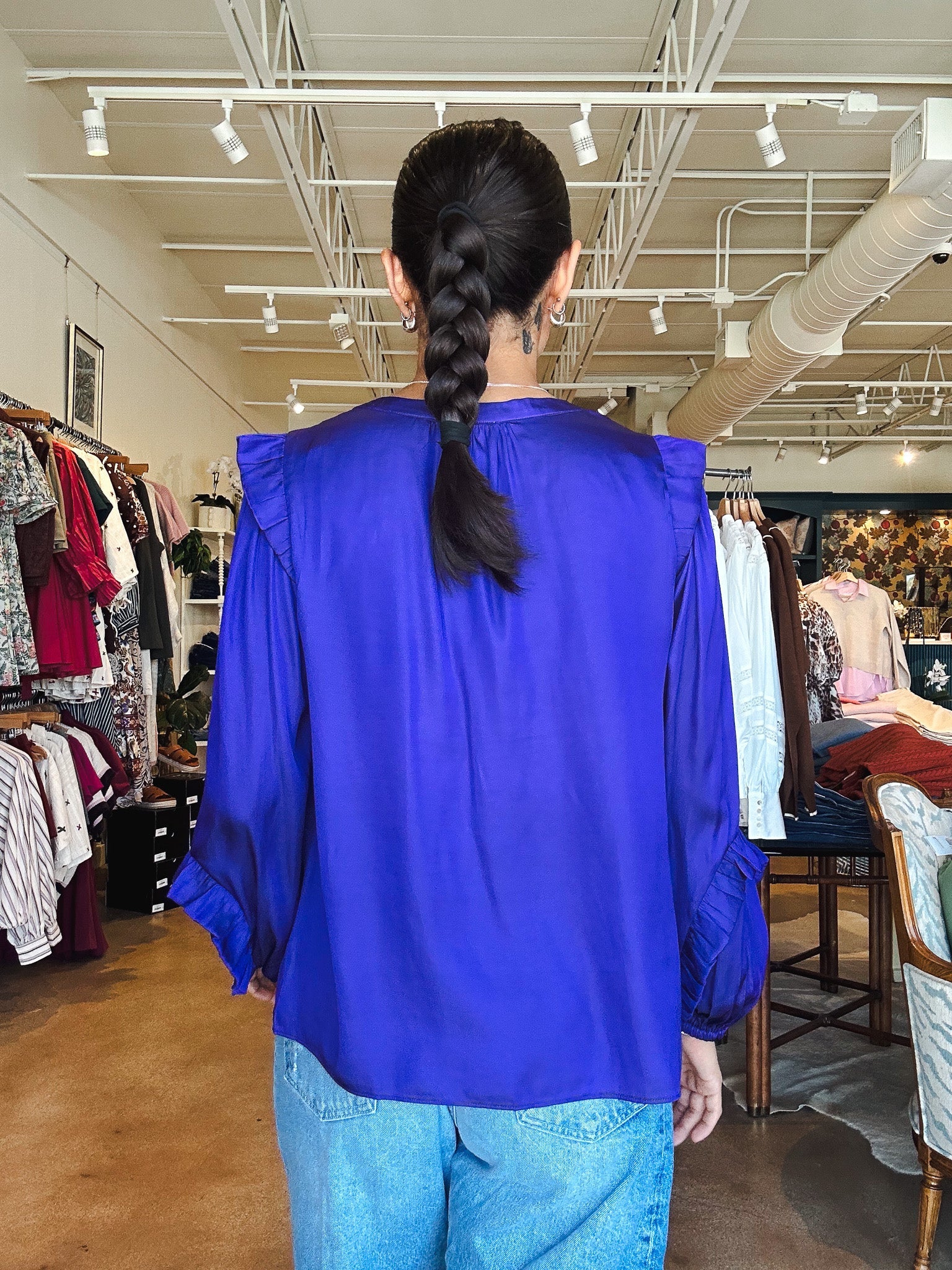 Stephanie Ruffle Blouse - Purple - Elle Maxine