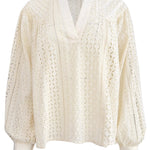 Stevie Eyelet Blouse - Beige - Elle Maxine