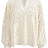 Stevie Eyelet Blouse - Beige - Elle Maxine